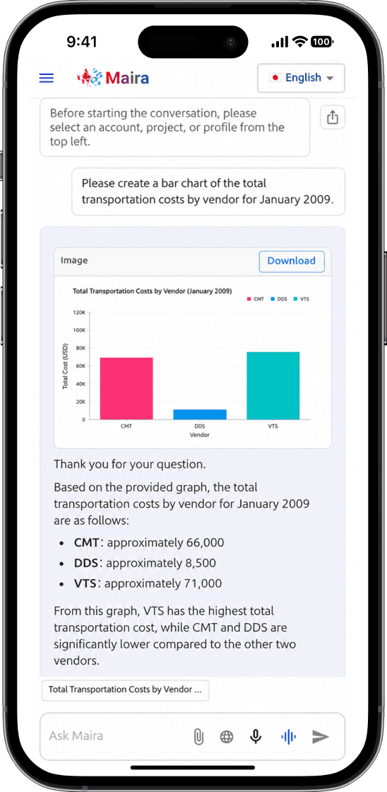 Maira mobile app screenshot